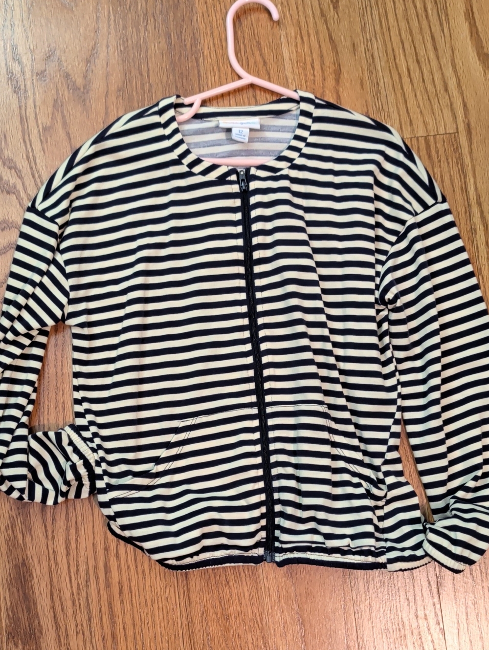 LuLaRoe Navy and Cream Striped Kids Zip-Up Hoodie